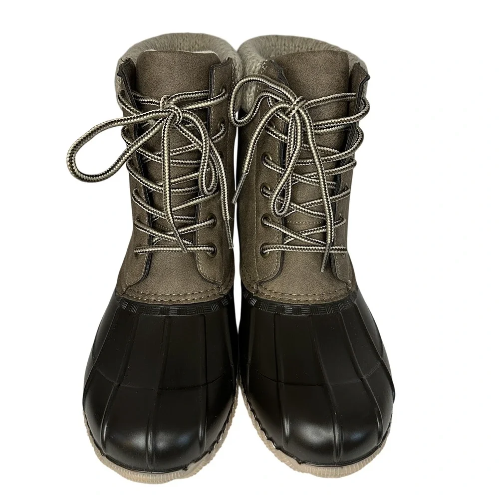 Dept 222 Womens Duck Boots Brown Knit Collar Size 9M Harper-0862